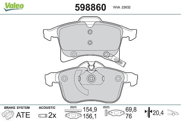 set placute frana,frana disc VALEO 598860
