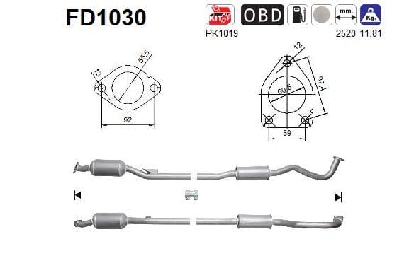 Filtru funingine/particule, sist.de esapament AS-PL FD1030
