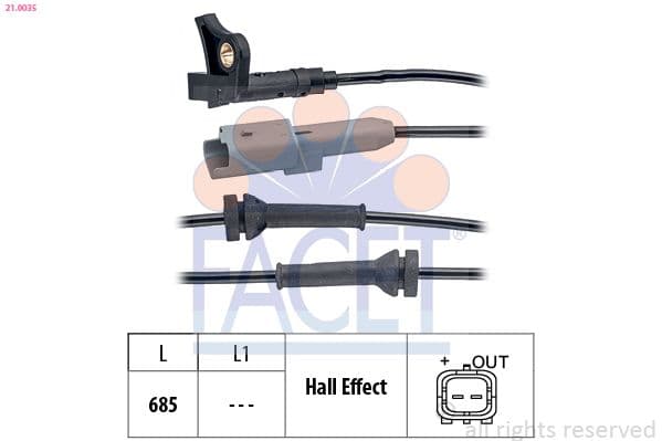 senzor,turatie roata FACET Made in Italy - OE Equivalent 21.0035