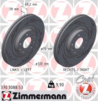 Disc frana ZIMMERMANN BLACK Z 370.3088.53