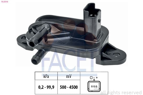 Senzor, presiune gaze evacuare FACET Made in Italy - OE Equivalent 10.3316