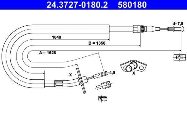 Cablu, frana de parcare ATE 24.3727-0180.2