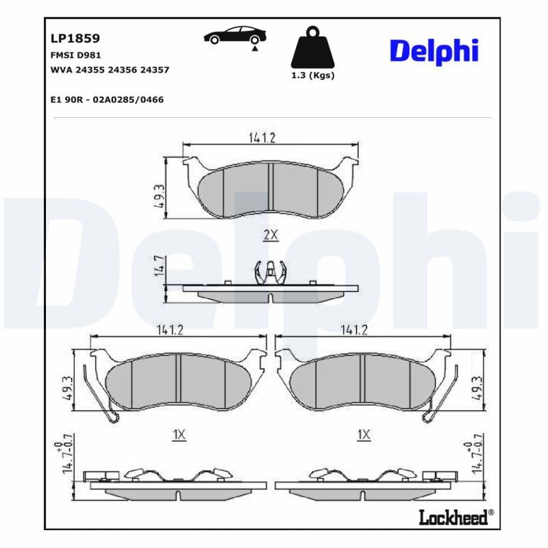 set placute frana,frana disc DELPHI LP1859