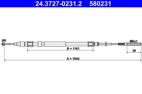 Cablu, frana de parcare ATE 24.3727-0231.2