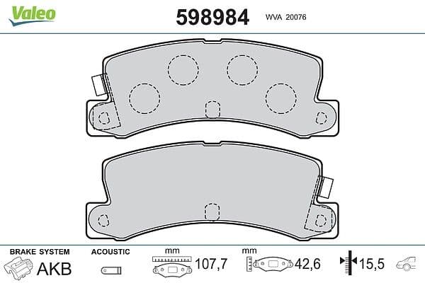 set placute frana,frana disc VALEO 598984