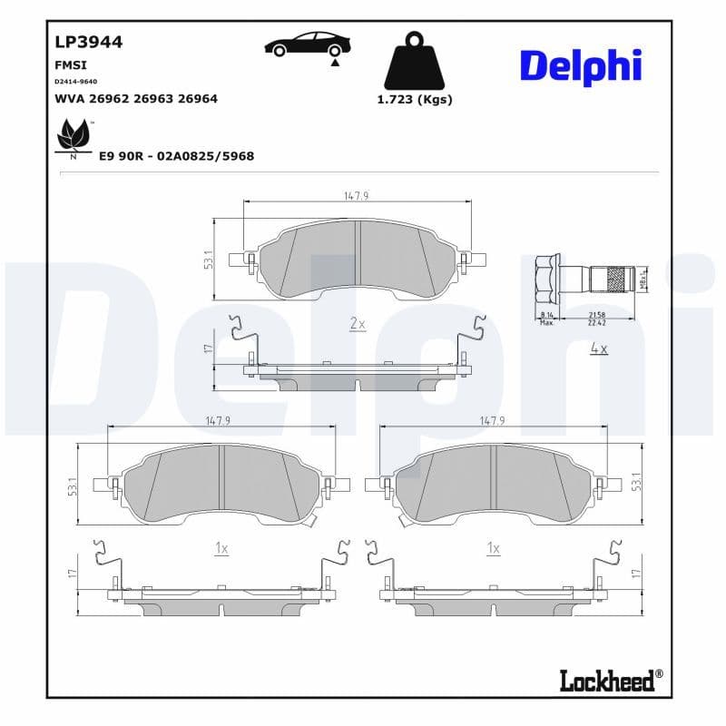 set placute frana,frana disc DELPHI LP3944
