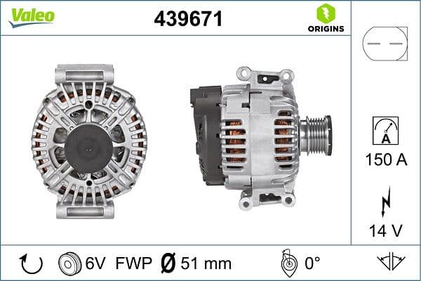 Generator / Alternator VALEO ORIGINS NEW OE TECHNOLOGY 439671