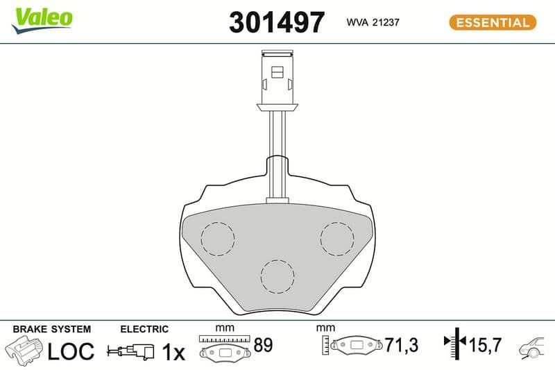 set placute frana,frana disc VALEO ESSENTIAL 301497