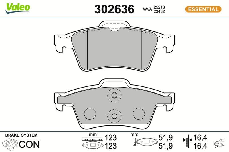 set placute frana,frana disc VALEO ESSENTIAL 302636