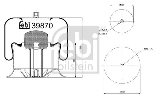Burduf, suspensie pneumatica FEBI BILSTEIN 39870