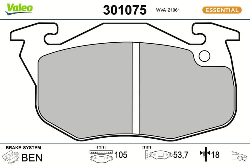 set placute frana,frana disc VALEO ESSENTIAL 301075