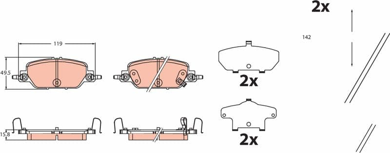 set placute frana,frana disc TRW GDB2513