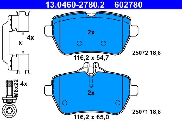 set placute frana,frana disc ATE 13.0460-2780.2
