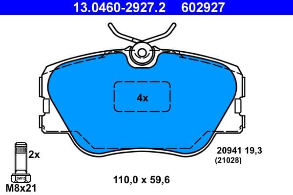 set placute frana,frana disc ATE 13.0460-2927.2
