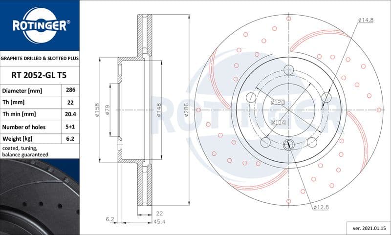 Disc frana ROTINGER RT 2052-GL T5
