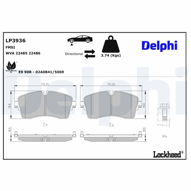 set placute frana,frana disc DELPHI LP3936