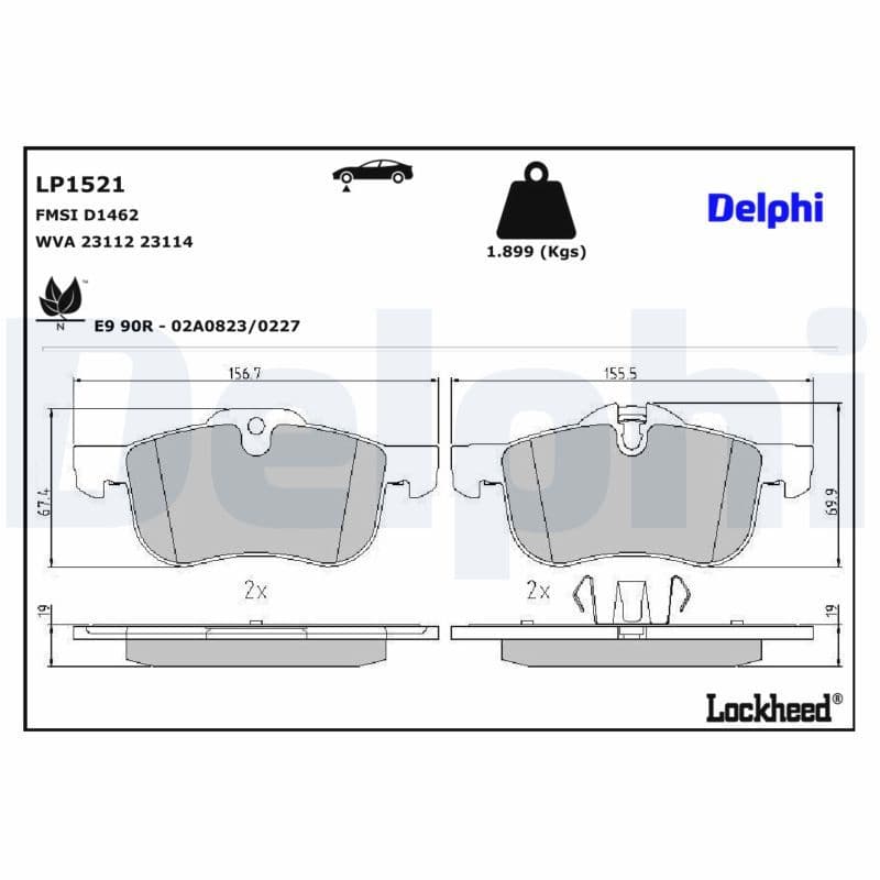 set placute frana,frana disc DELPHI LP1521