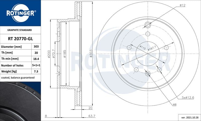 Disc frana ROTINGER GRAPHITE LINE RT 20770-GL