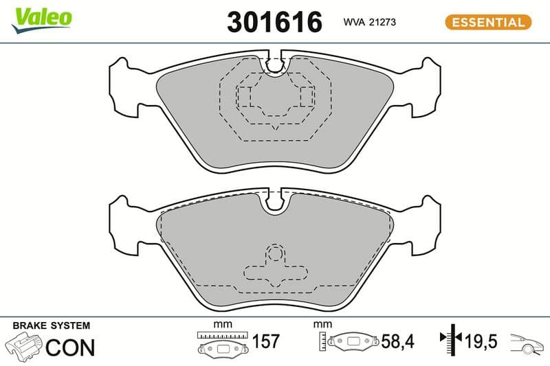 set placute frana,frana disc VALEO ESSENTIAL 301616