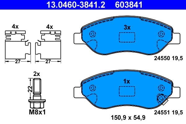 set placute frana,frana disc ATE 13.0460-3841.2
