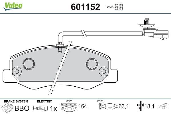 set placute frana,frana disc VALEO 601152