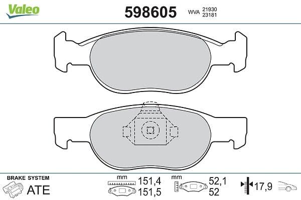 set placute frana,frana disc VALEO 598605