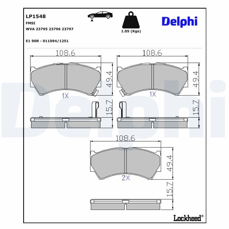 set placute frana,frana disc DELPHI LP1548