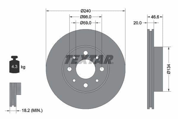 Disc frana TEXTAR 92090300