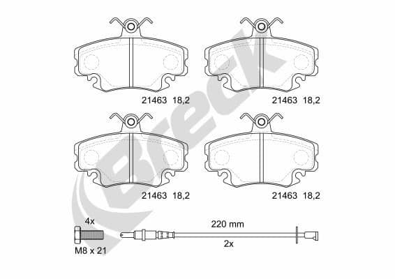 set placute frana,frana disc BRECK 21463 00 702 10