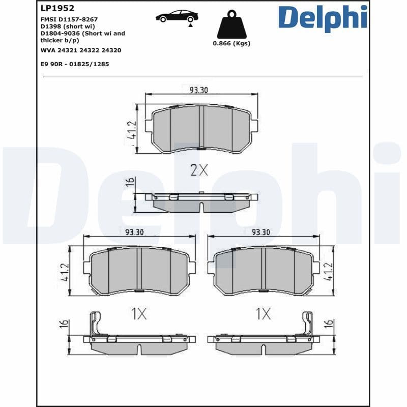 set placute frana,frana disc DELPHI LP1952