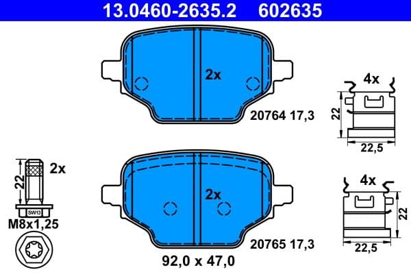 set placute frana,frana disc ATE 13.0460-2635.2