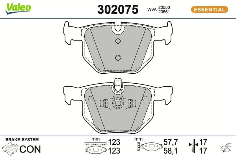 set placute frana,frana disc VALEO ESSENTIAL 302075