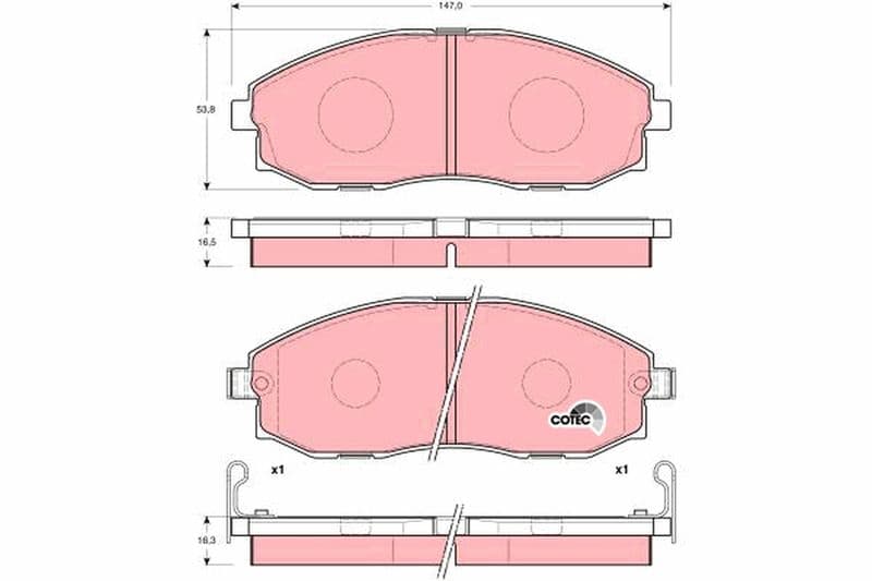 set placute frana,frana disc TRW COTEC GDB3201