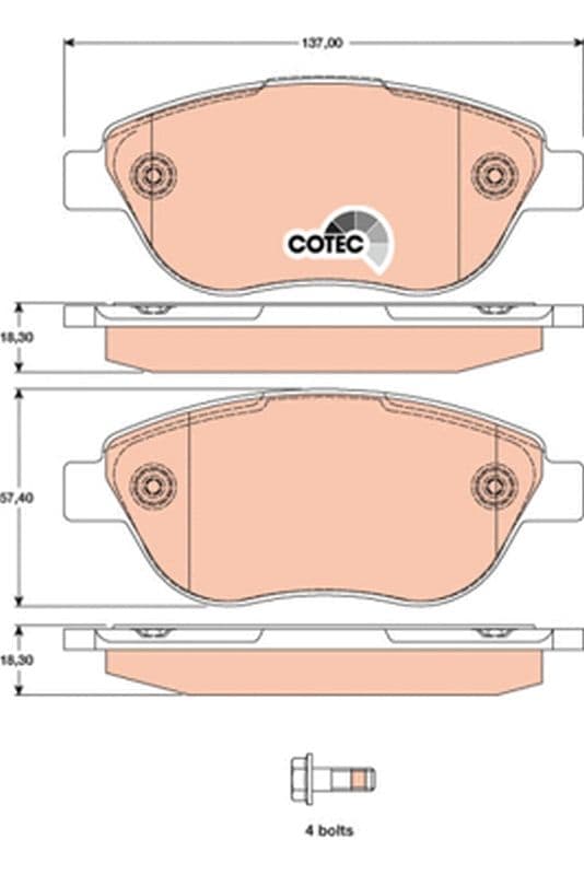 set placute frana,frana disc TRW COTEC GDB1750