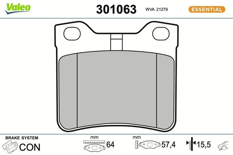 set placute frana,frana disc VALEO ESSENTIAL 301063