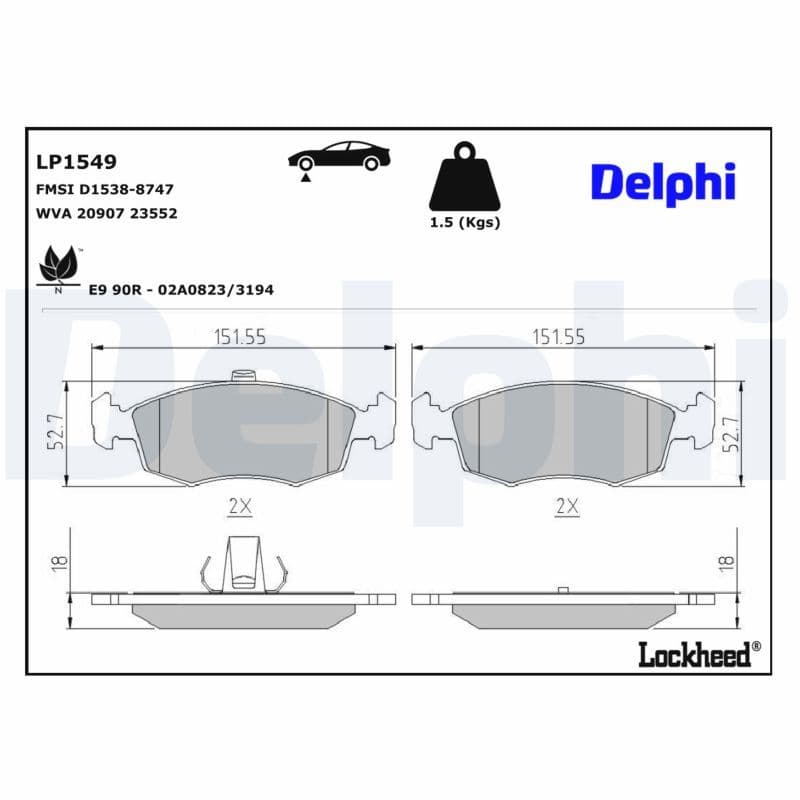 set placute frana,frana disc DELPHI LP1549