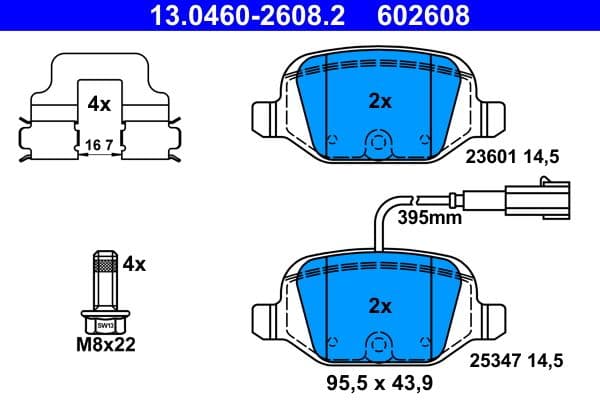 set placute frana,frana disc ATE 13.0460-2608.2