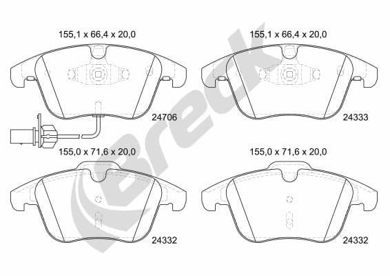 set placute frana,frana disc BRECK 24706 00 551 10