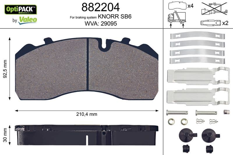 set placute frana,frana disc VALEO OPTIPACK 882204