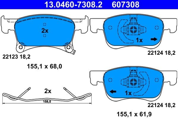set placute frana,frana disc ATE 13.0460-7308.2