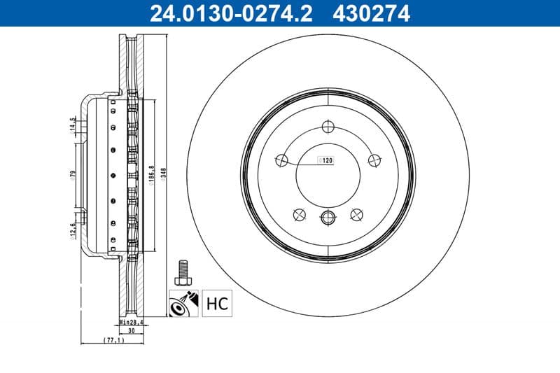 Disc frana ATE 24.0130-0274.2