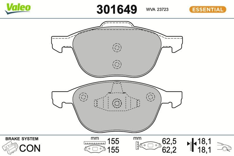 set placute frana,frana disc VALEO ESSENTIAL 301649