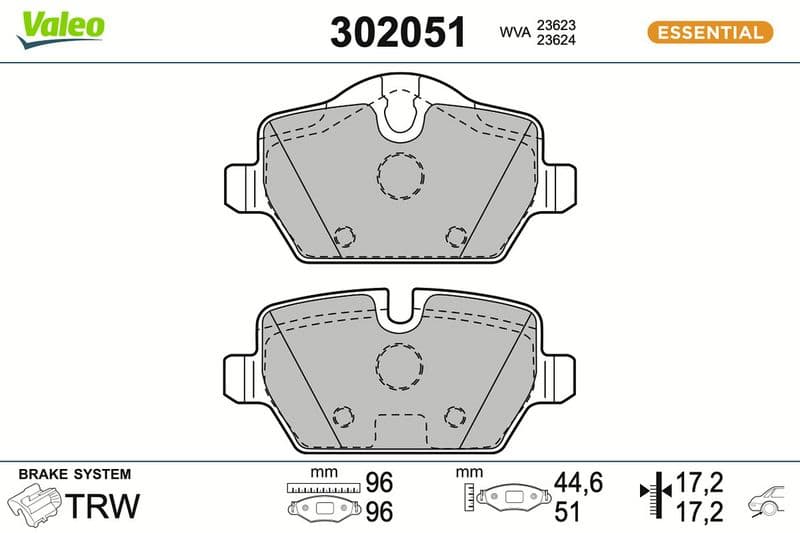 set placute frana,frana disc VALEO ESSENTIAL 302051