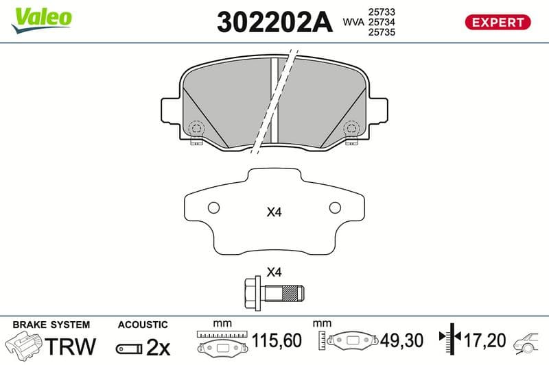 set placute frana,frana disc VALEO 302202A
