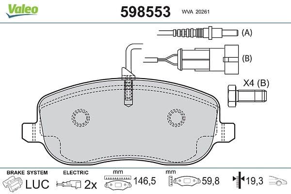 set placute frana,frana disc VALEO 598553