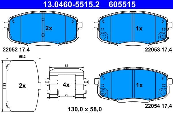 set placute frana,frana disc ATE 13.0460-5515.2