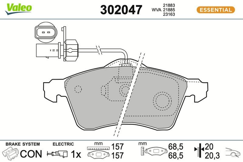 set placute frana,frana disc VALEO ESSENTIAL 302047