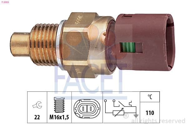 senzor,temperatura lichid de racire FACET Made in Italy - OE Equivalent 7.3555