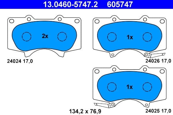 set placute frana,frana disc ATE 13.0460-5747.2