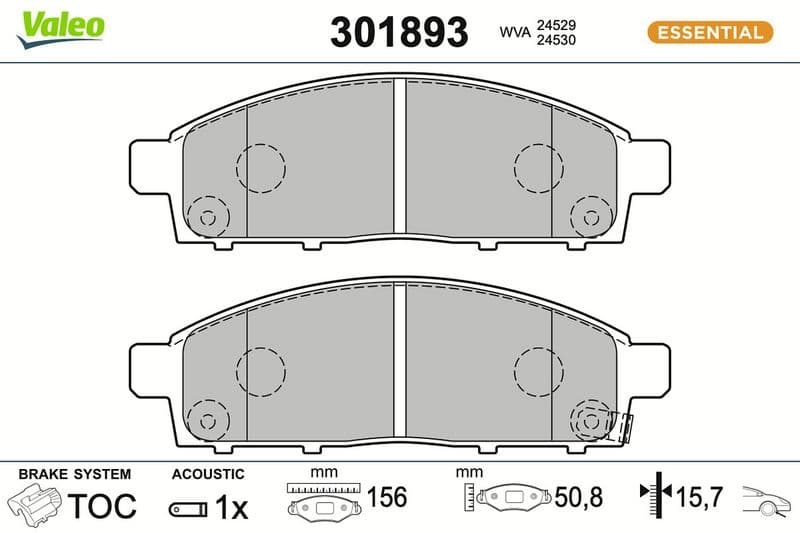 set placute frana,frana disc VALEO ESSENTIAL 301893